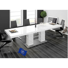 HE-111 Designer Dining Table High Gloss Extendible 160 to 260 cm White / Grey