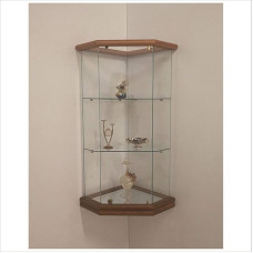 VM ART DESIGN GLASS VM504T Glass Hanging Display Cabinet for Wall Angle (Cherry Wood)