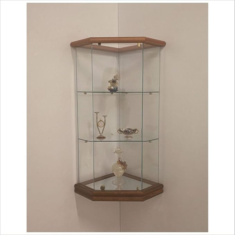 VM ART DESIGN GLASS VM504T Glass Hanging Display Cabinet for Wall Angle (Cherry Wood)