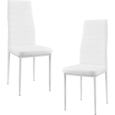 [en.casa] Dining Room Chairs Set of 2 Chairs with Faux Leather Upholstery Recliner Chairs for Dining Room Living Room Kitchen White