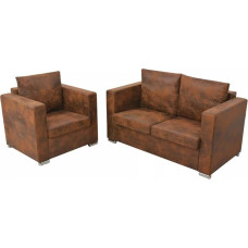 Festnight Chesterfield Sofa Set 2 Seater Vintage Chesterfield Sofa Couch for Living Room Chesterfield Sofas Vintage Sofa Set Artificial Suede