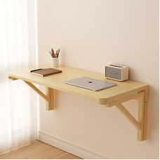 Wall Mounted Folding Desk - Space-Saving Floating Desk Solid Wood Hideaway Dining Table for Small Spaces Wall Desk with Modern Design 60 x 40 cm Mounted Workstation