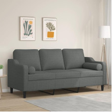 LAPOOH 3200854 3-Seater Sofa with Decorative Cushions Dark Grey 180 cm Fabric, Lounge Sofa, Sofas & Couches, Relaxing Sofa, Couch for Living Room, Couch with