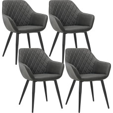 WOLTU BH152-4 Set of 4 Dining Room Chairs, Kitchen Chairs, Living Room Chairs, Upholstered Chairs, Designer Chairs with Armrests & Steel Frame