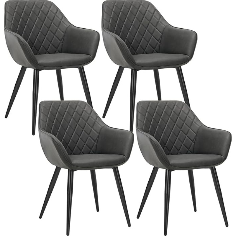 WOLTU BH152-4 Set of 4 Dining Room Chairs, Kitchen Chairs, Living Room Chairs, Upholstered Chairs, Designer Chairs with Armrests & Steel Frame