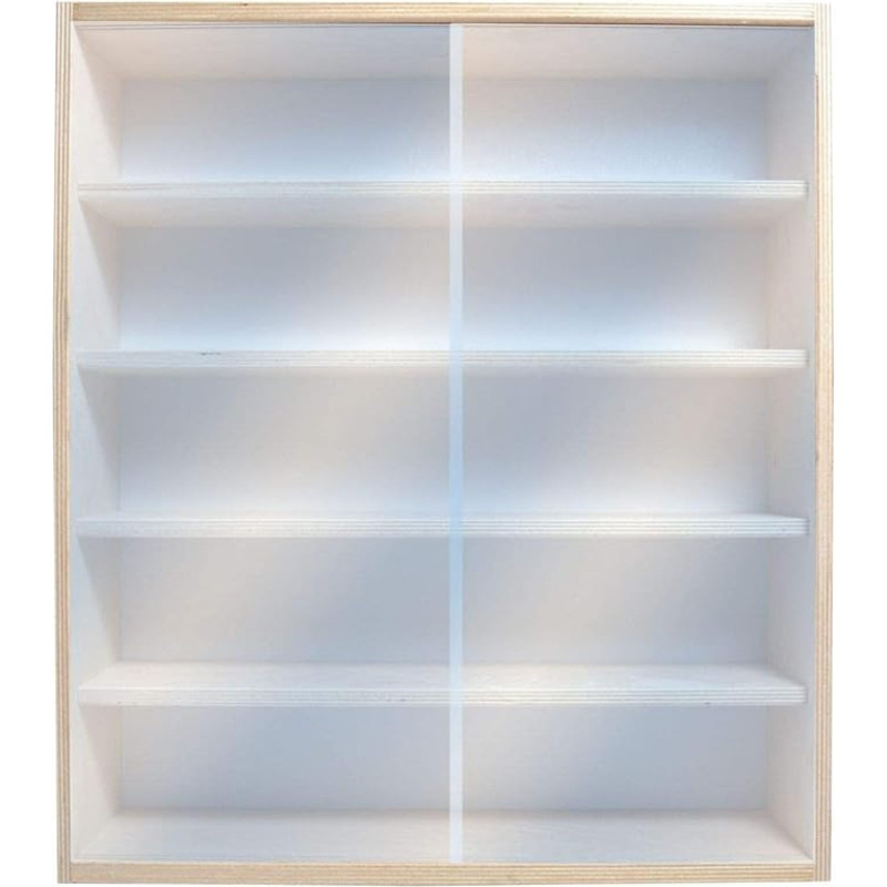 Alsino Display Case for Collectible Figures Vinyl Figures Collector's Display Case - 50 cm Wide 58 cm High 5 Compartments V-17.50 - from German Wood Manufactory - Wooden Display Box - with 2 Discs