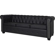 Catherinol Chesterfield Sofa 3 Seater Floor Sofa Chaise Lounge Small Sofa Couch Cauchsofa Relaxing Sofa Sofas & Couches Living Room Sofa for Teenagers Room Faux Leather Black