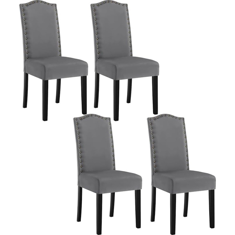 WOLTU BH385dgr-4 Set of 4 Dining Room Chairs, Kitchen Chairs with High Backrest, Upholstered Chairs, Living Room Chair, Design Chair, with Solid Wood Legs, Padded, Velvet, Dark Green
