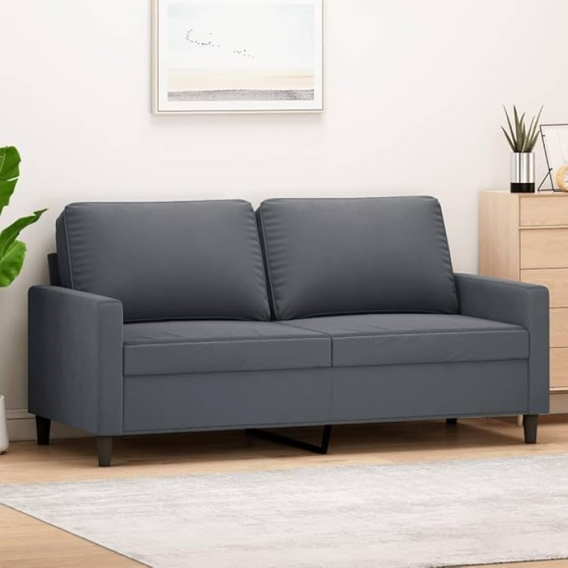 qohoio Loveseat 359200 2-Seater Sofa Couch 2-Seater Loveseats Dark Grey 140 cm Velvet