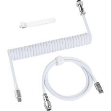 ATTACK SHARK C01 PRO USB C Spiral Keyboard Cable, Braided Coiled Cable for Gaming Keyboard, Type C to USB A with Removable Aviation Connector for Mechanical Keyboard/PC/Smartphone, White