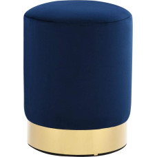 Festnight Stool Blue and Golden Velvet Barrel Shape Upholstered Stool Stool Velvet Stool Pouf Seat Pouf Velour Footstool Round Blue Golden Velvet 26.5 x 38 cm Metal