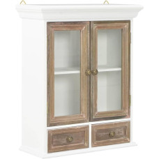 vidaXL Wall Cabinet Hanging Cabinet with 2 Doors 2 Drawers Kitchen Cabinet Country House Style Cabinet Wall Display Cabinet White 49 x 22 x 59 cm Wood Material