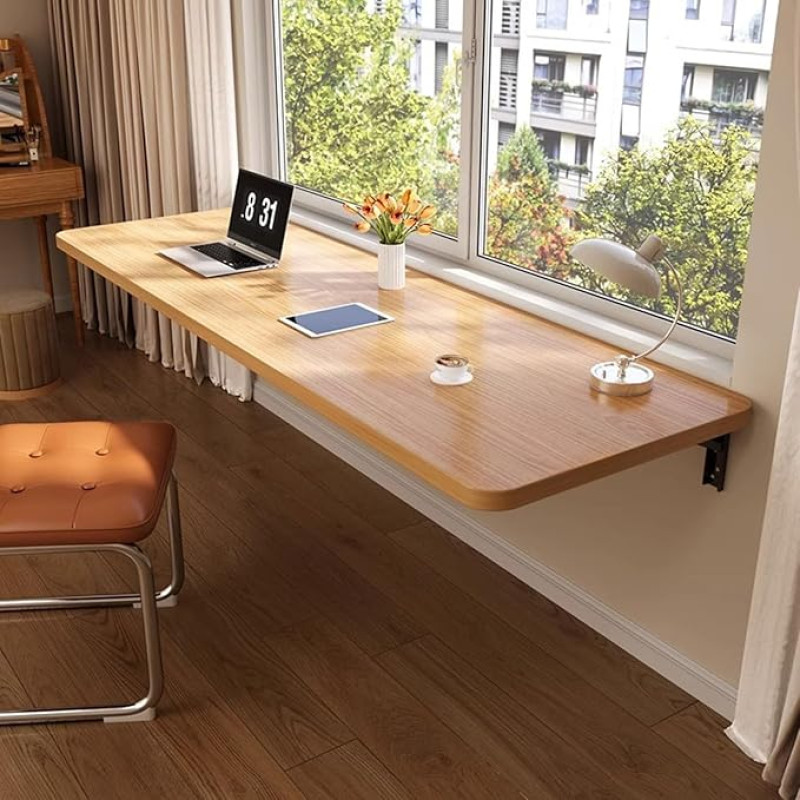 MHUQIA Klappbarer Wandschreibtisch, Herunterklappbarer Schreibtisch, Wandmontierter Schreibtisch FüR Kleinen Raum, Schwebender Wandschreibtisch, HäNgender Computertisch (A 80x40cm)