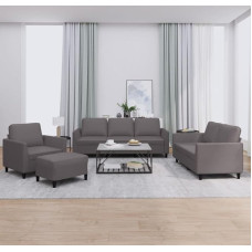 Brokky 4-Piece Sofa Set with Cushion Sofa Living Room Sofa Set Living Room Sofa Set Sofas for Living Room Grey Faux Leather