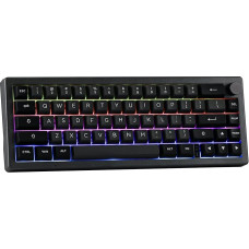EPOMAKER EK68 65% Gasket NKRO Mechanical Keyboard, Hot Swappable Triple Mode Gaming Keyboard with 3000 mAh Battery, RGB Illuminated for Office/Home/Win/Mac (Black Silver, Flamingo Switch)