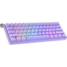 Geeky GK61 SE 60% Mechanical Gaming Keyboard, 61 Keys Multi Colour RGB LED Backlight for PC/Mac Gamers, ANSI US American Layout (Lavender, Mechanical Brown)