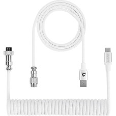 XINMENG X MAMBASNAKE C01PRO Spiral Keyboard Cable, Type-C HyperSpeed Line with 8 kHz Return Rate for Gaming Keyboard, Braided Custom USB-C Cable with Metal Aviation, PC/Phone - White