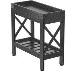 ZEXVIDA Farmhouse Side Table, Narrow Side Table, Sofa Side Table, Side Table, Bedside Table for Bedroom, Living Room, Small Spaces (Black)