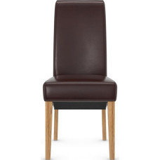 York Leather Dining Chair Brown & Oak