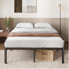 Zinus Van 41cm Metal Bed Frame Steel Slatted Base Easy Assembly Under Bed Storage Space 135 x 190 cm Black