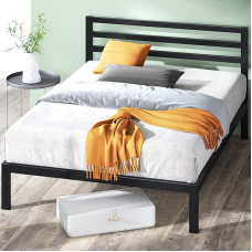 Zinus Mia Bed 150 x 200 cm - Height 36 cm with Under Bed Storage - Metal Bed Frame with Headboard - Black