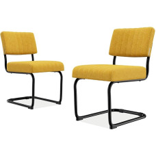 HOTOSYCH Kitchen Chairs Set of 2 Dining Room Swing Chairs with Metal Frame, Modern Chairs Dining Room Grainy Fleece for Dining Room Bedroom (Orange)