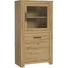 FORTE Havana Display Cabinet Right with 2 Doors and 1 Glass Door, Wood Composite, Old Oak, W x H x D: 77 x 143.7 x 42.2 cm