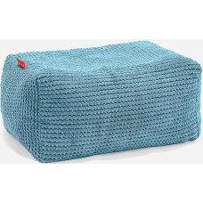 Lounge Pug Small Footstool Pouf, Turquoise Pom-pom Waffle Fabric, Pouf, Pouf Bean Bag Stool, Living Room