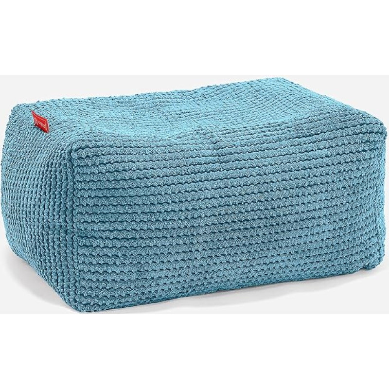 Lounge Pug Small Footstool Pouf, Turquoise Pom-pom Waffle Fabric, Pouf, Pouf Bean Bag Stool, Living Room