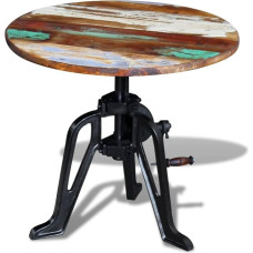 vidaXL Side End Coffee Table Solid Reclaimed Wood Living Room Cast Iron 60x(42-63) cm