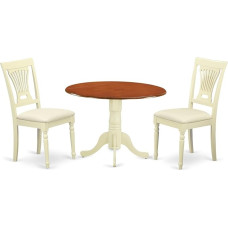 East West Möbel DLPL3-BMK-C Buttermilk/Cherry Finish