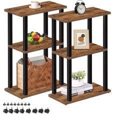 TUTOTAK Small Side Table, Narrow Side Table, Bedside Table, Set of 2, Bedside Table with Wheels for Living Room or Bedroom, Brown V1TB01BB0612EU