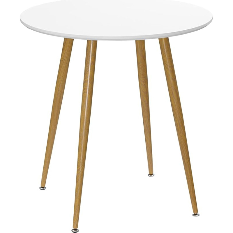 HOMCOM Dining Table, Round Dining Table for 2 People, Nordic Style, Kitchen Table with Matte Worktop and Metal Legs, for Living Room, Load 80 kg, Diameter 72 x 75 cm, White
