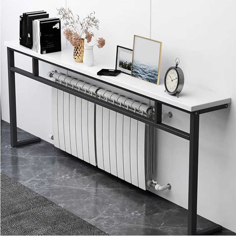 Console Entrance Table, Narrow Wooden Sofa Table with Assemble Frame, 80 cm / 31.5 High Thin Sofa Table for Living Room, Kitchen, Bedroom, Black Rack, 120 cm