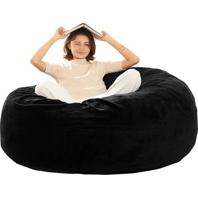 XOFUGEM Sitzsack für Erwachsene, 1,8 m, Oversize-Boden-Sitzsäcke bieten reichlich Platz für Erwachsene, Memory-Schaum, riesige Sitzsäcke, Liege, vielseitiges Design, passt in jeden Raum, Filmabende