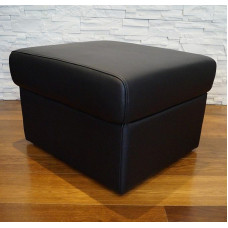 Genuine Leather Stool 60 x 50 cm H-40 and H-45 cm Hinged with Storage Space Genuine Leather Stool Cowhide Seat Cube Footstool Real Leather Puff Leather Stool Black (60 x 55 x H-45 cm)