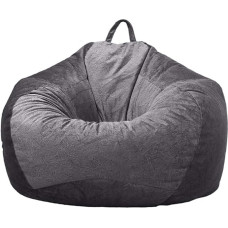 JHLD Bean Bag Chair Cover (without filling), Extra Large Bean Bag Chair Cover, Plush Soft Sofa Cover, Bean Bag Cover for Children and Adults, Dark Grey, 90 x 110 cm