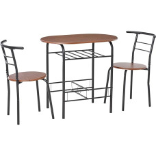 HOMCOM Modern Placemat with 2 Dining Chairs, Set of 3 Space Saving Furniture for Kitchen, Balcony, Restaurant or Bar, Brown and Black