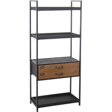 DRW Shelf with 2 Drawers Metal and MDF in Black and Natural 60 x 30 x 140 cm Multicoloured Standard