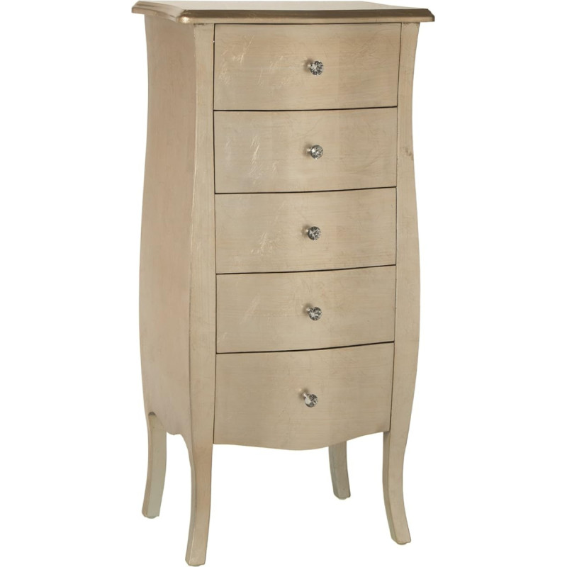 DONREGALOWEB Sinfonier 5 Drawer Cabinet Wood Champagne Gold 48 x 36 x 100 cm