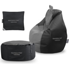 Happers Gaming Set Grey Gaming Bean Bag Pro + Stool + Cushion