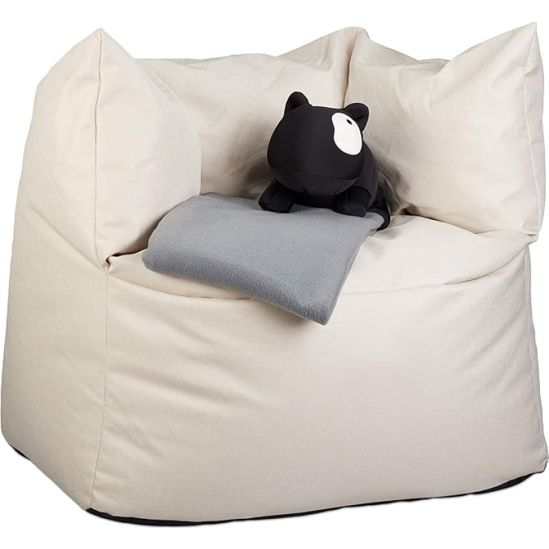 Relaxdays XXL Bean Bag Floor Cushion Linen Look Filling Adult Giant Seat Cushion 550L Cream White