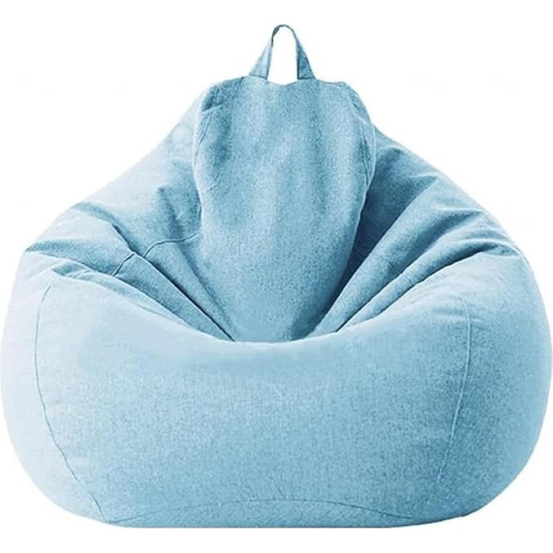 NIBHZ Bean Bag Cover Big Cotton Linen Lazy BeanBag Chair Sofa Covers Puff Relax Lounge Couch Sky Blue 80 x 90 cm