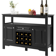 LIFEZEAL Kitchen Cabinet with Wine Rack Drawer and Doors, Sideboard Side Cabinet, Wood, Wine Cabinet, 116 x 40 x 82 cm, Buffet Cabinet, Display Cabinet, Chest of Drawers for Dining Room, Kitchen