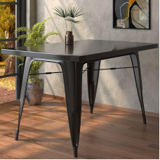 GGMMÖBEL California Dining Table 120 x 70 x 78 cm Metal: Black Matt Dining Room Table Kitchen Table Indoor & Outdoor Industrial Decoration