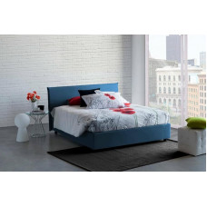 Talamo Italia - Bonella Double Bed with Fabric Cover, 100% Made in Italy, Front Opening, Suitable for Mattress 160 x 200 cm, Blue