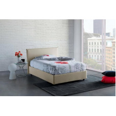 Talamo Italia - Ashasa Square and Half Bed, Container Bed with Fabric Cover, 100% Made in Italy, Front Opening, Fits Mattress Cm 120x190, Beige