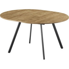 B&D home Round Dining Table Till Extendable 120-150 cm with Butterfly Insert 4-6 People Wild Oak Table Top Metal Frame Black Modern Kitchen Dining Room Table