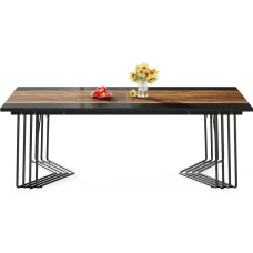 Lailang 200 cm Rectangular Dining Table, for 8-10 People, Large Industrial Kitchen Table, Dining Table for Living Room, Kitchen, Metal Frame, Rustic Brown, 200 x 100 x 75 cm