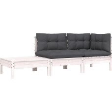 Homgoday 3 Piece Garden Sofa Set Solid White Pine Cushions Furniture Set Sofa Bed Sofa Lounge Sofa Garden Modern Sofas Outdoor Furniture